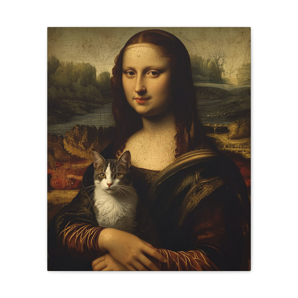 Mona Lisa with Cat Canvas Wall Art – Renaissance Cat Lover Décor
