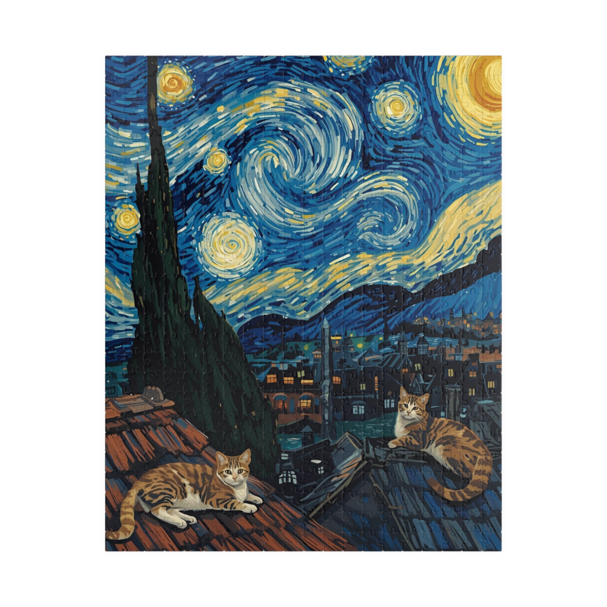 Starry Night Cats Puzzle – Van Gogh Inspired Cat Jigsaw