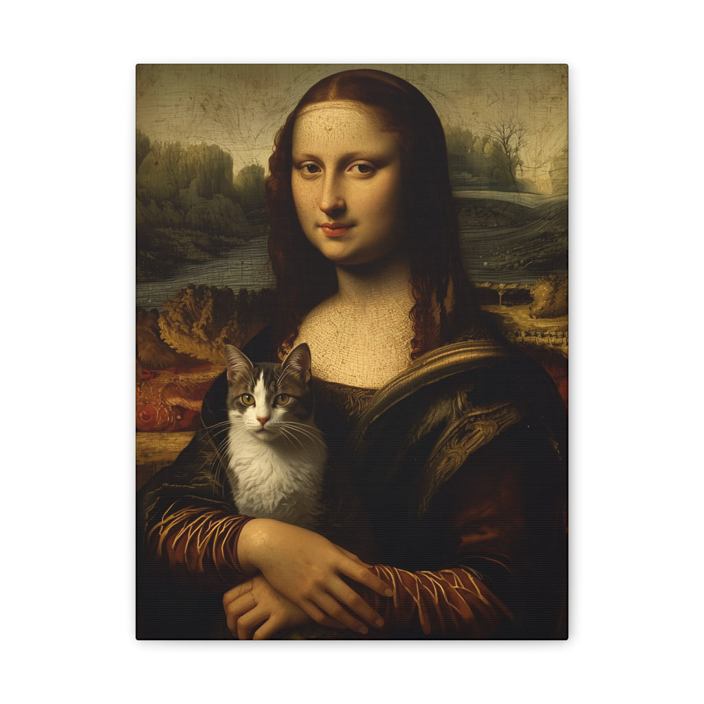 Mona Lisa with Cat Canvas Wall Art – Renaissance Cat Lover Décor