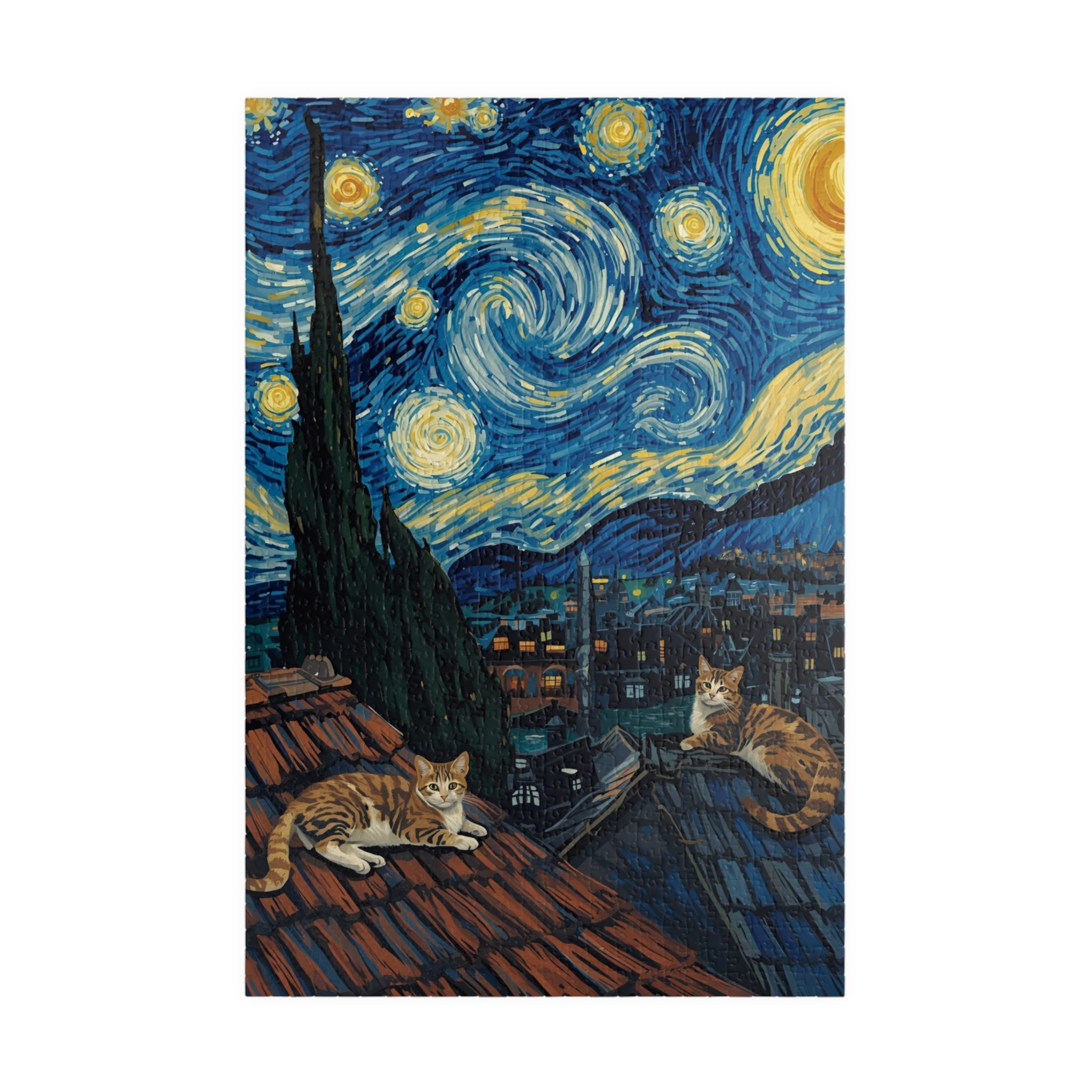 Starry Night Cats Puzzle – Van Gogh Inspired Cat Jigsaw