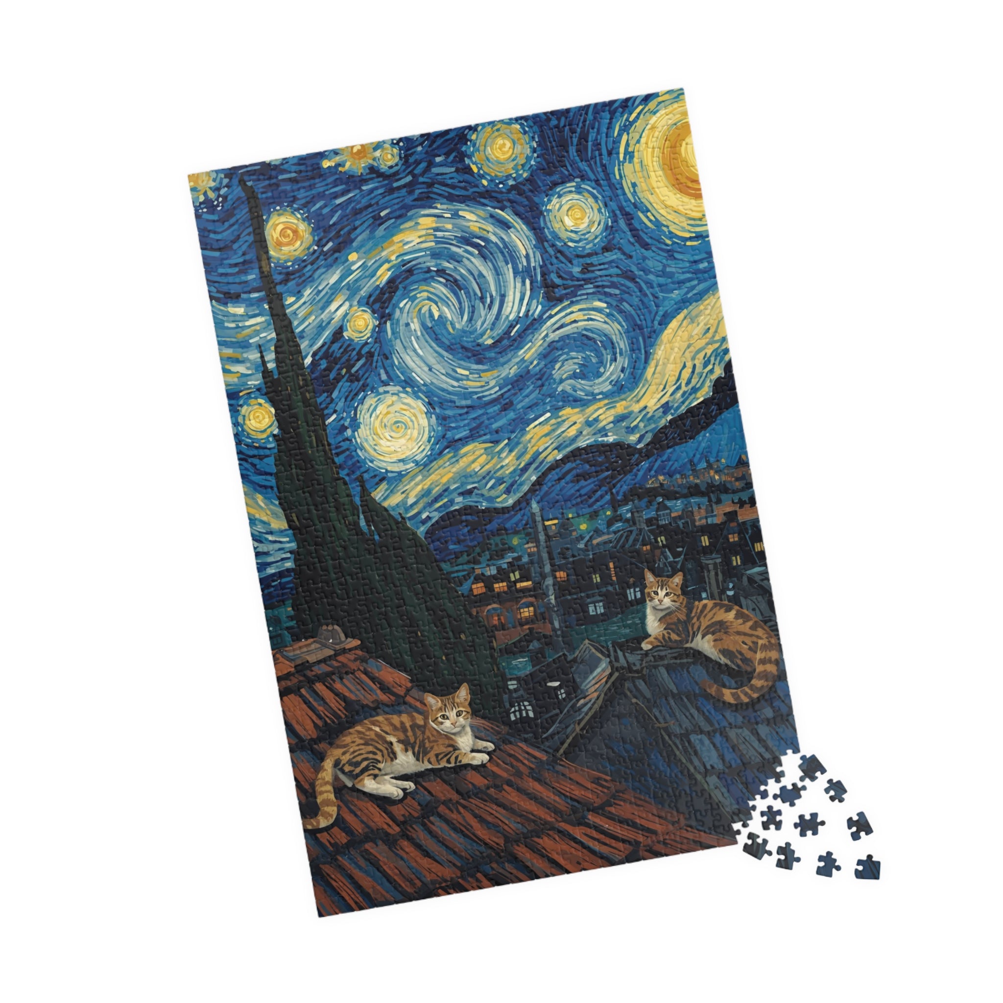 Starry Night Cats Puzzle – Van Gogh Inspired Cat Jigsaw
