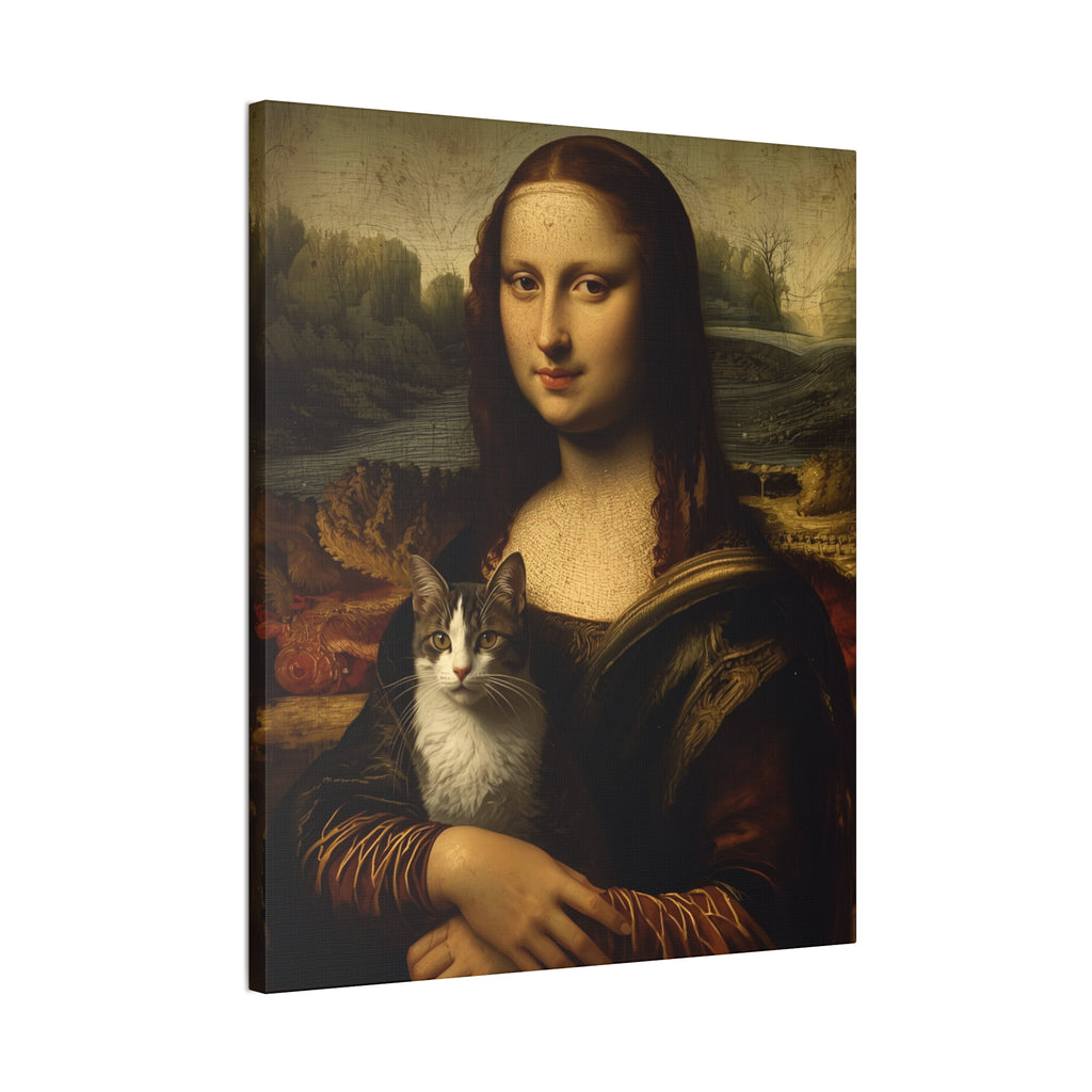 Mona Lisa with Cat Canvas Wall Art – Renaissance Cat Lover Décor