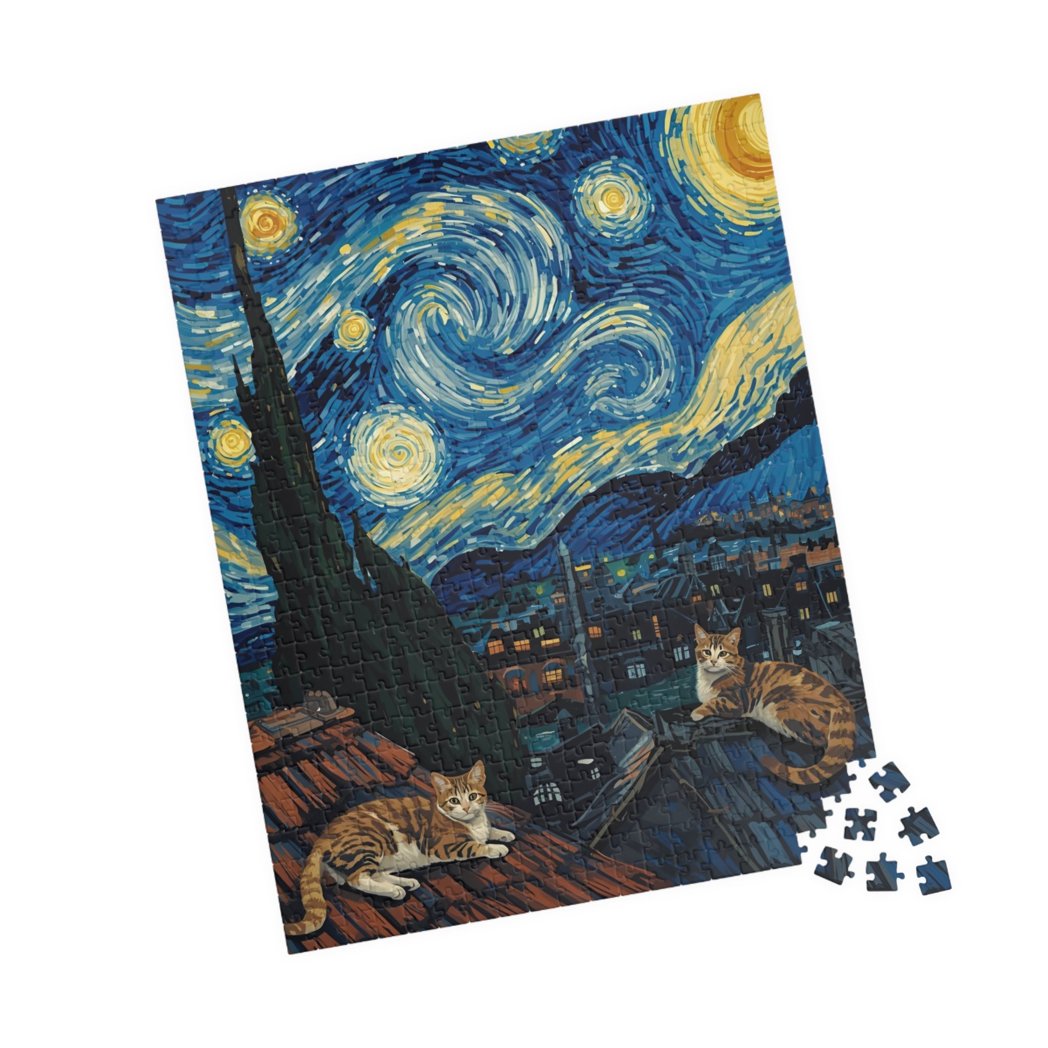 Starry Night Cats Puzzle – Van Gogh Inspired Cat Jigsaw