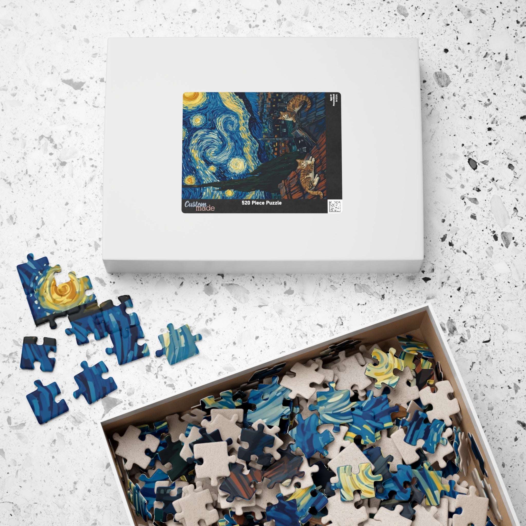 Starry Night Cats Puzzle – Van Gogh Inspired Cat Jigsaw