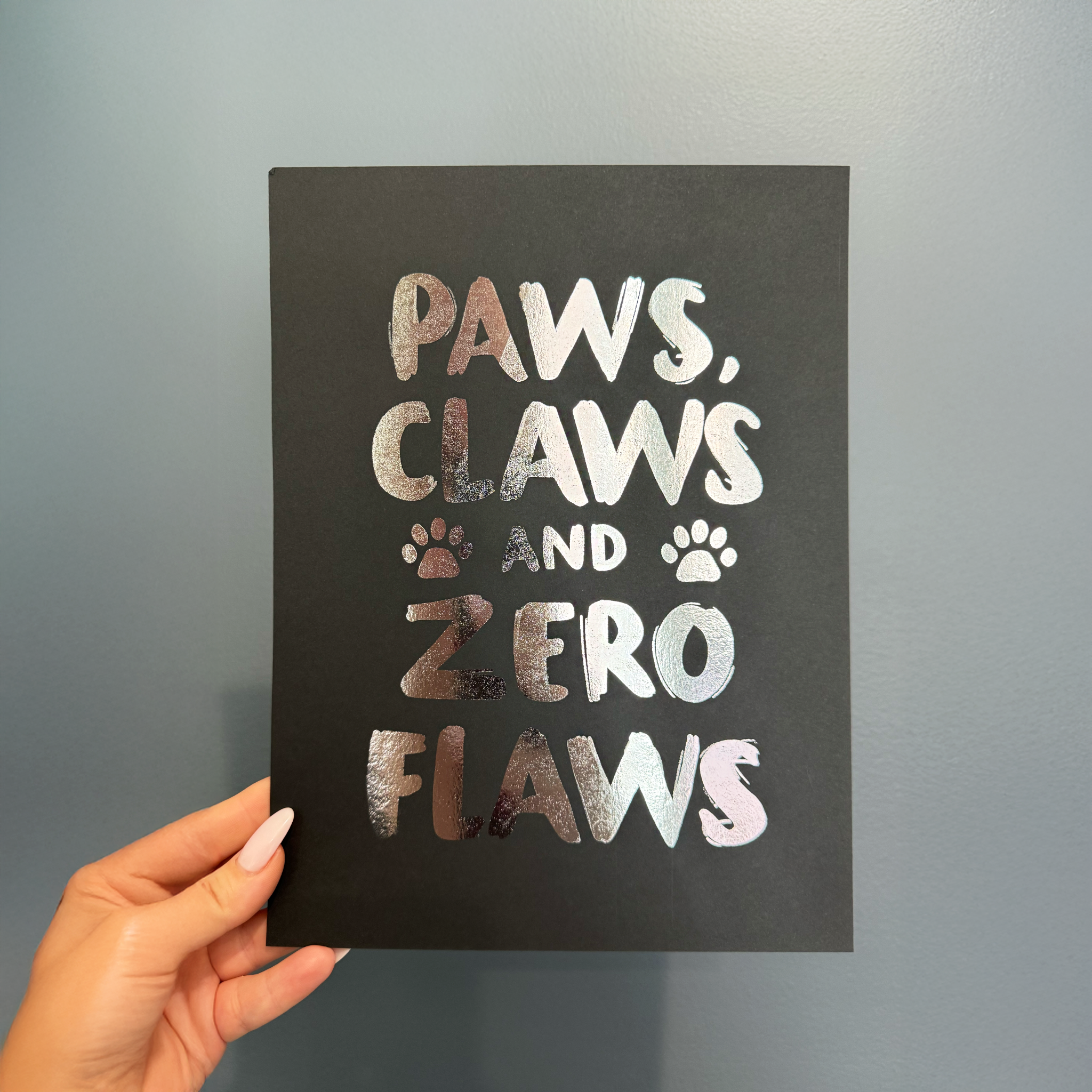 Paws Claws And Zero Flaws - Handmade Foil Wall Art